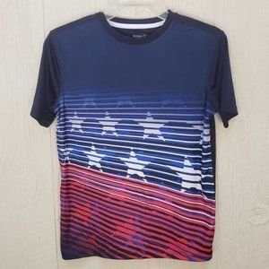 Active red/white/blue stars & stripes short sleeve tee shirt boys XL